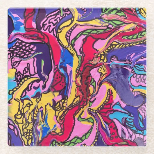 ジャングル・フィーバーのガラスのコースター ガラスコースター (正面)