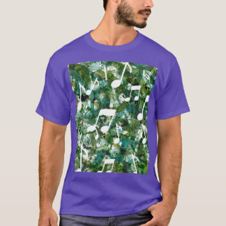 ジャングル・ブギー グリーン・ウォーターカラー 音符 シルエット Tシャツ