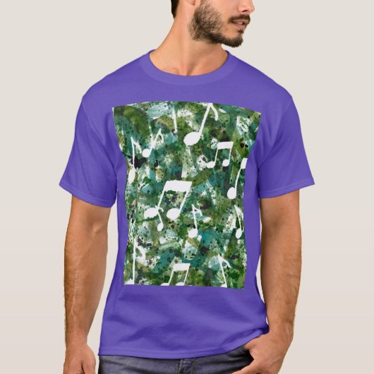 ジャングル・ブギー グリーン・ウォーターカラー 音符 シルエット Tシャツ (正面)