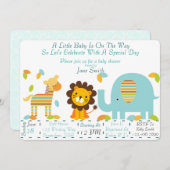 ジャングル·ベビー·シャワー（少年） 招待状 (正面/裏面)