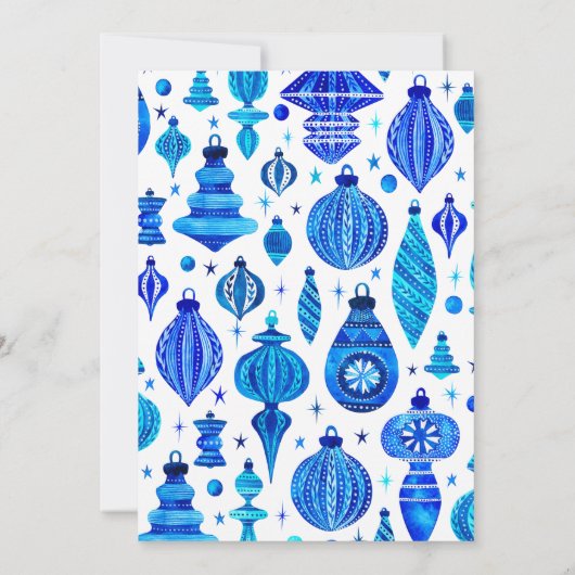 ジャングル&ミングルブルークリスマスバウブルウォーター色 招待状 (裏面)