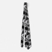 ジャングル、熱帯葉の白黒パターン ネクタイ (裏面)