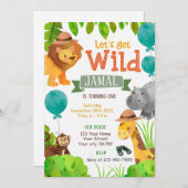 ジャングル、野生のサファリの誕生日招待状を取得しよう 招待状 (正面/裏面)