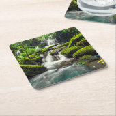 ジャングル| PhuのたらいのBerk山の滝 スクエアペーパーコースター (アングル)