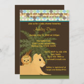 ジャングルKOTのライオンのベビーシャワーの招待状王 招待状 (正面/裏面)