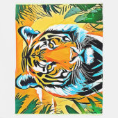 ジャング鮮やかルタイガーアートデザイン フリースブランケット (正面)