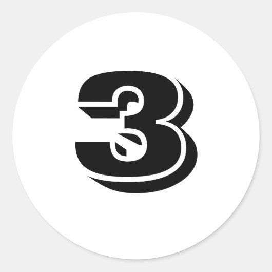 ジャンスによる小さな丸い白の数ステッカー3人 ラウンドシール (正面)