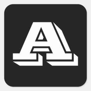 ジャンツ大文字のアルファベットA黒 スクエアシール