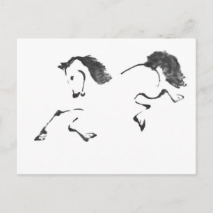 ジャント – Horse Sumi-e'絵画s ポストカード