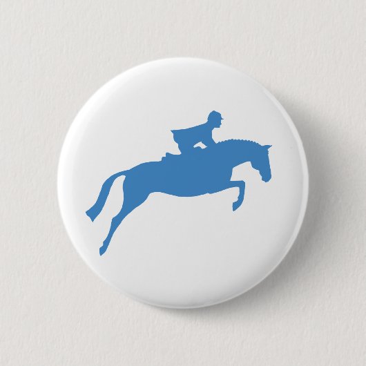 ジャンパーの馬のシルエット(青い) 缶バッジ (正面)