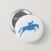 ジャンパーの馬のシルエット(青い) 缶バッジ (正面&裏面)
