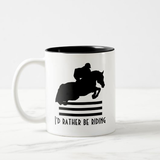 ジャンパーシルエットを表示する私は乗りたい ツートーンマグカップ (左)
