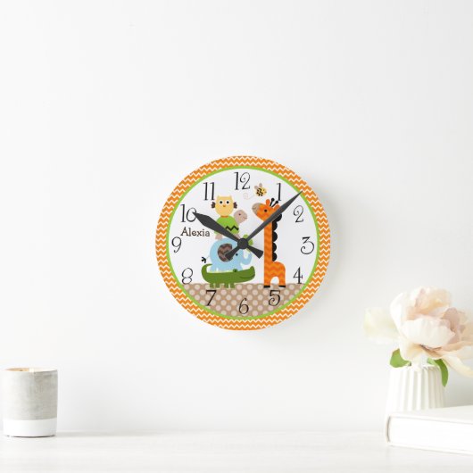 ジャンパーソナライズされたグル積み重ね動物子供部屋時計 ラウンド壁時計 (ホーム)