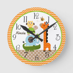 ジャンパーソナライズされたグル積み重ね動物子供部屋時計 ラウンド壁時計