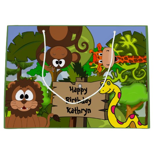 ジャンパーソナライズされたグル誕生日 ラージペーパーバッグ (正面)