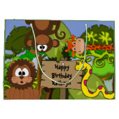 ジャンパーソナライズされたグル誕生日 ラージペーパーバッグ (裏面)