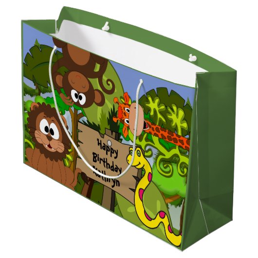 ジャンパーソナライズされたグル誕生日 ラージペーパーバッグ (裏面アングル)