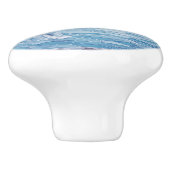 ジャンピングドルフィンアールヌーボーフェイクレリーフ、 浮き彫りライトブルー セラミックノブ (側面)