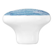 ジャンピングドルフィンアールヌーボーフェイクレリーフ、 浮き彫りライトブルー セラミックノブ (側面)