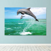 ジャンピングドルフィンズカスタムキャンバスウォールアート キャンバスプリント (インサイチュ (ウッドフロア))