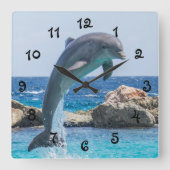 ジャンピングドルフィン スクエア壁時計 (正面)