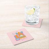 ジャンピングバウンシーレンタルパーティーハウス誕生日 スクエアペーパーコースター (インサイチュ)