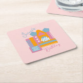 ジャンピングバウンシーレンタルパーティーハウス誕生日 スクエアペーパーコースター (アングル)