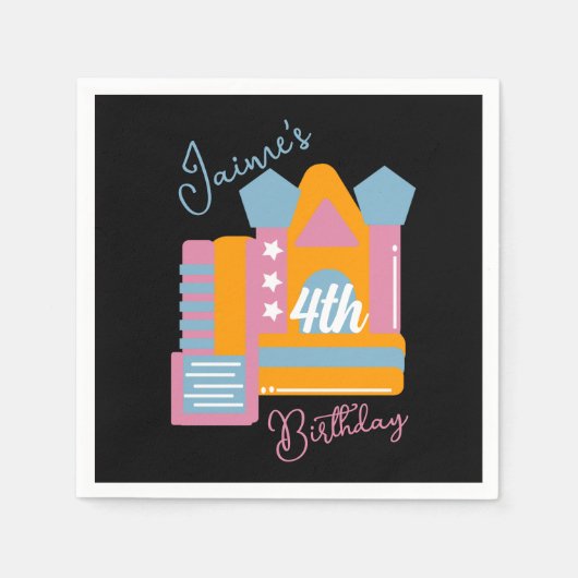 ジャンピングバウンシーレンタルパーティーハウス誕生日 スタンダードカクテルナプキン (正面)