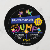 ジャンピングバウンスネオンバースデーパーティーの招待 招待状 (正面/裏面)