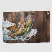 ジャンピングバスゴーン魚釣り ゴルフタオル (横)