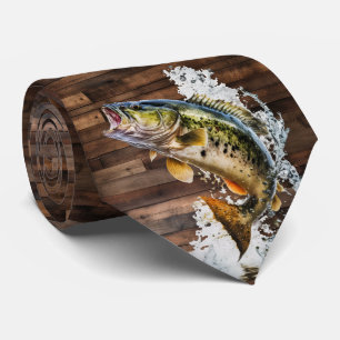 ジャンピングバスゴーン魚釣り ネクタイ