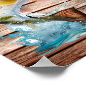 ジャンピングバスゴーン魚釣り ポスター (角)