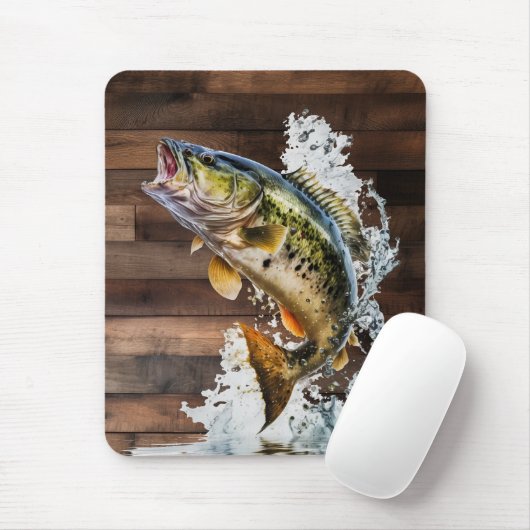 ジャンピングバスゴーン魚釣り マウスパッド (マウス)