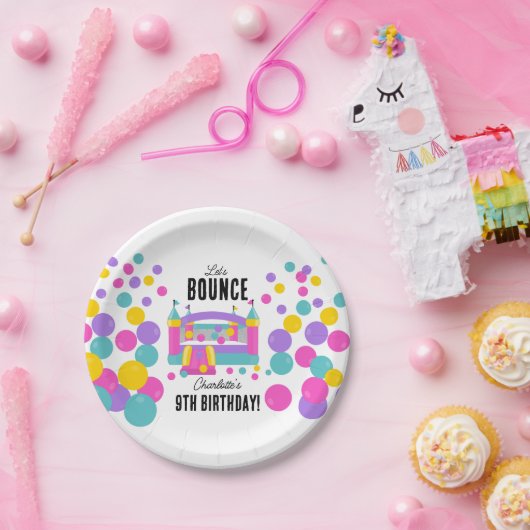 ジャンピングバニーキャッスルガールズバースデーパーティー ペーパープレート (パーティー)