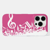 ジャンピングミュージカルノート熱いピンクと白 Case-Mate iPhoneケース (裏面 (横))