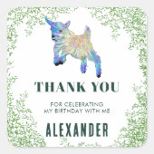 ジャンピングヤギ誕生日パーティーありがとう スクエアシール (正面)