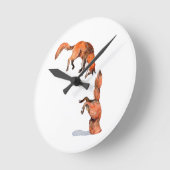 ジャンピングレッドキツネ ラウンド壁時計 (傾斜)