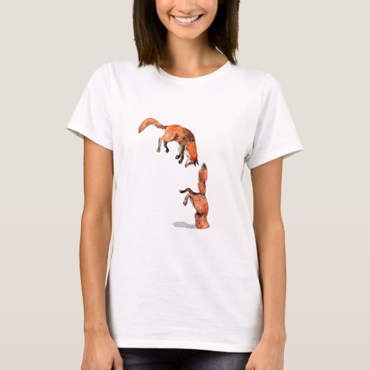 ジャンピングレッドキツネ Tシャツ (正面)