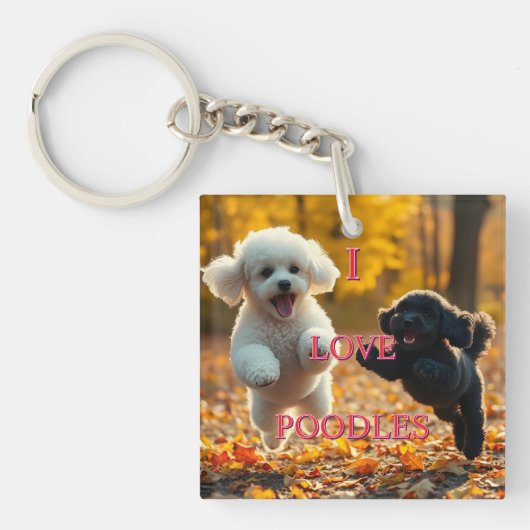ジャンピング・プードル子犬 キーホルダー (正面)