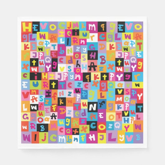 ジャンブルアルファベットパターン スタンダードランチョンナプキン (正面)