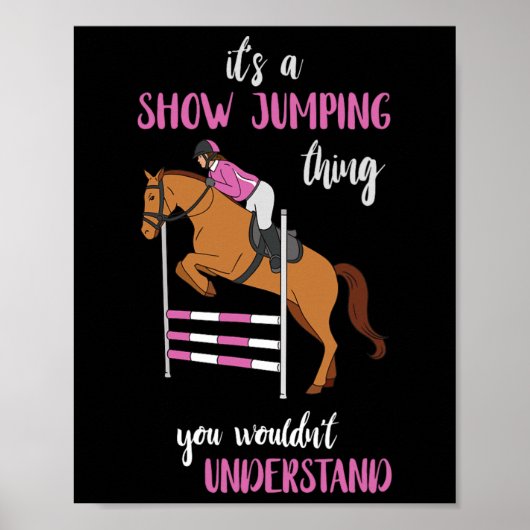 ジャンプしている馬術の馬好きHorsebacを表示 ポスター (正面)
