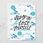 ジャンプして自分自身を失う、水泳引用文デザイン サンキューカード (正面)