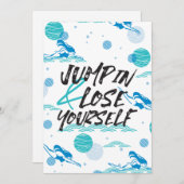 ジャンプして自分自身を失う、水泳引用文デザイン サンキューカード (正面/裏面)