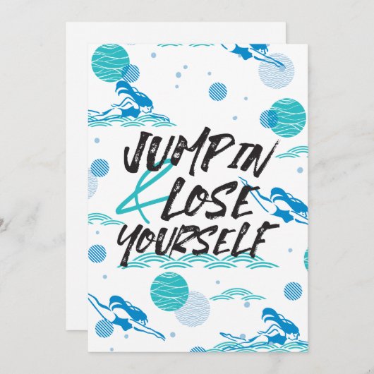 ジャンプして自分自身を失う、水泳引用文デザイン サンキューカード (正面/裏面)