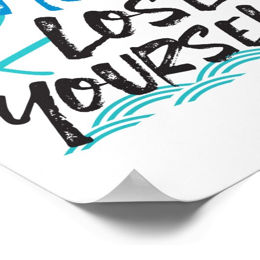 ジャンプして自分自身を失う、水泳引用文デザイン ポスター (角)