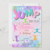 ジャンプして遊ぼう 女の子の誕生日招待状 招待状 (正面)