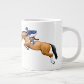 ジャンプする馬の馬乗りマグを表示 ジャンボコーヒーマグカップ (右)