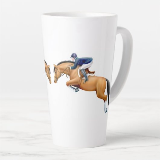 ジャンプする馬の馬術を表示 カフェラテマグ (右アングル)