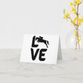 ジャンプする馬をOとして愛 カード (黄色い花)