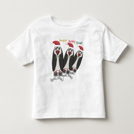 ジャンプジミニクリスマス – キッドサイズ – ペンギンおもしろいズ トドラーTシャツ (正面)